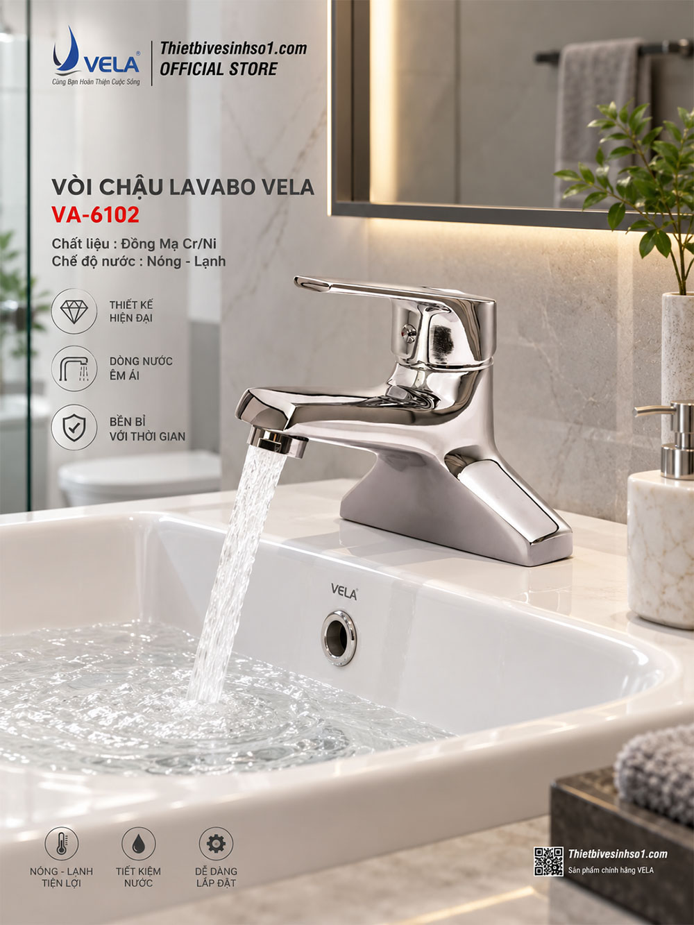 Vòi Lavabo Vela VA-6102 Vòi Lavabo Vela VA-6102