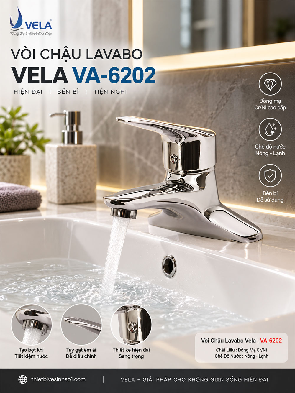 Vòi Lavabo Vela VA-6202 Vòi Lavabo Vela VA-6202