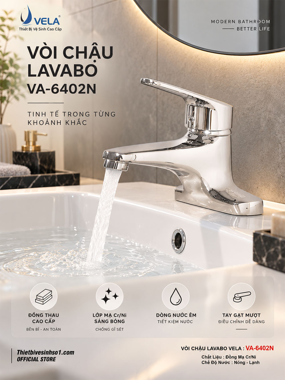 Vòi Lavabo Vela VA-6402N Vòi Lavabo Vela VA-6402N