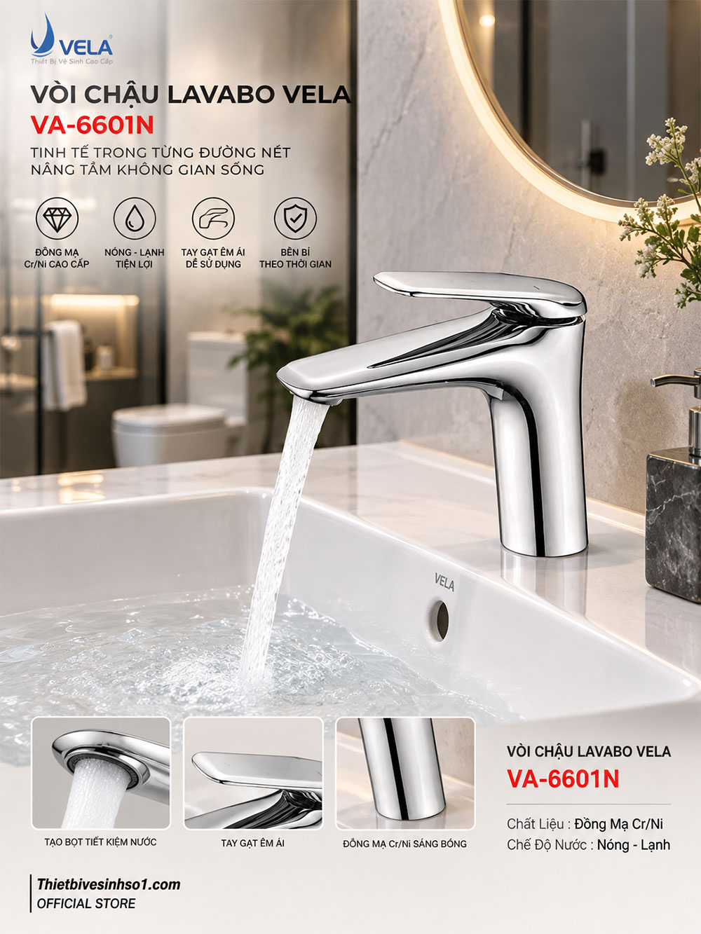 Vòi Lavabo Vela VA-6601N Vòi Lavabo Vela VA-6601N