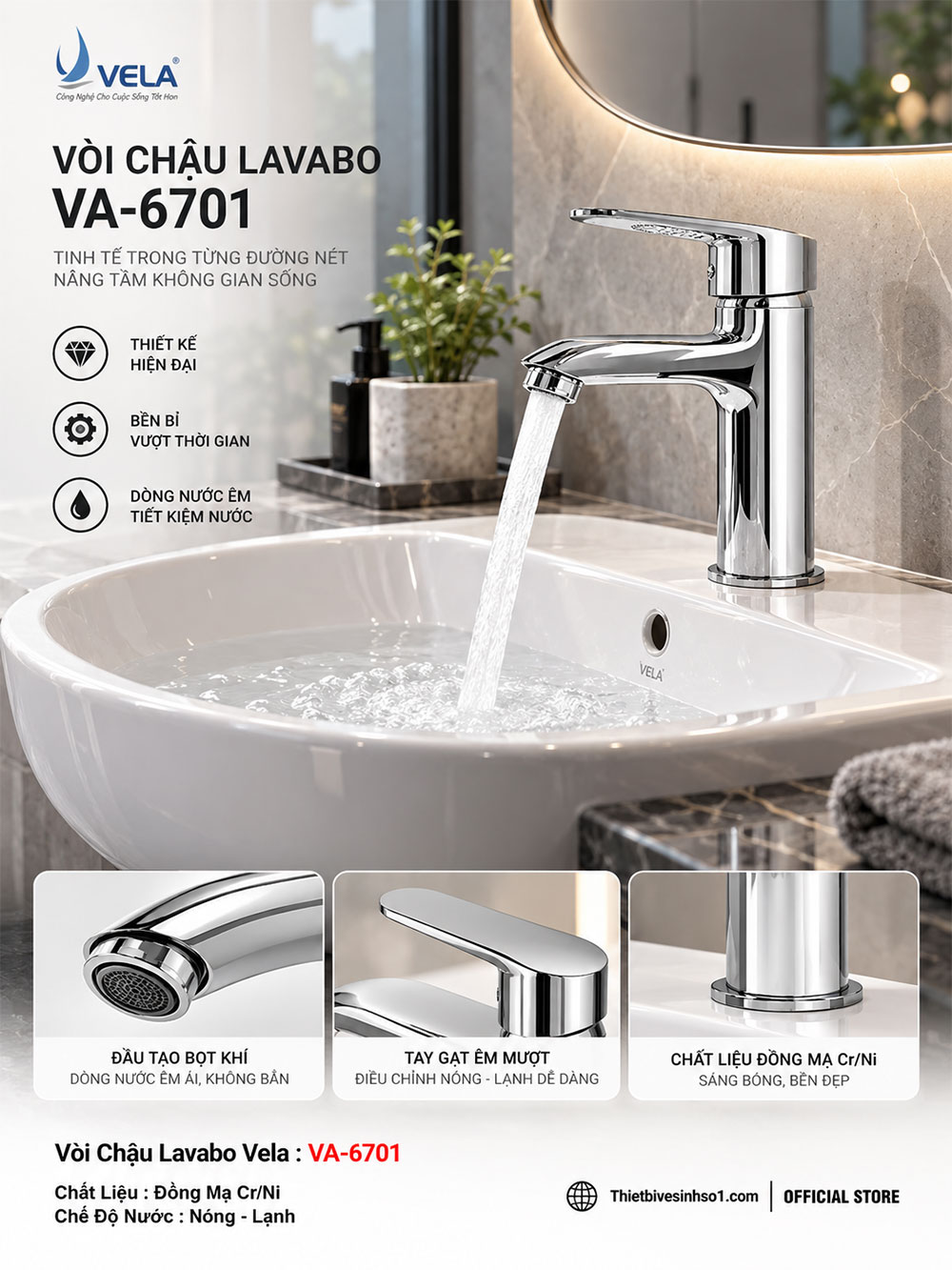 Vòi Lavabo Vela VA-6701 Vòi Lavabo Vela VA-6701