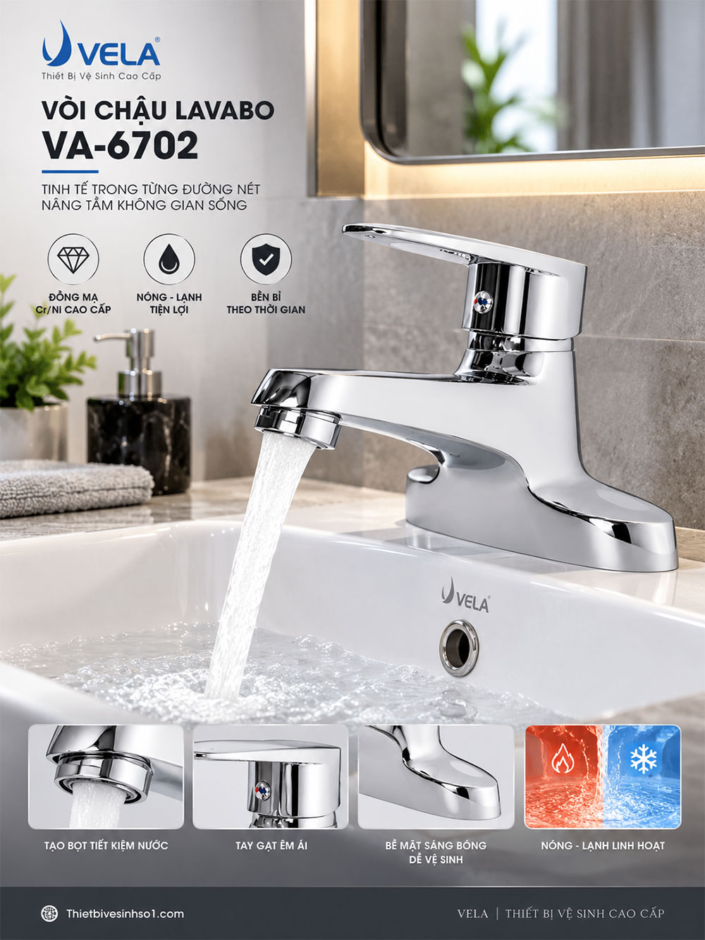 Vòi Lavabo Vela VA-6702 Vòi Lavabo Vela VA-6702