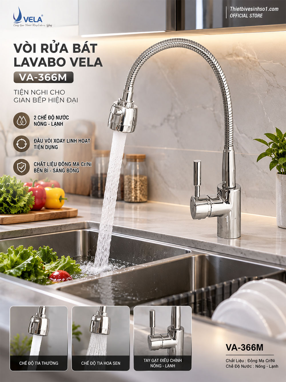 Vòi Rửa Bát Vela VA-366M Vòi Rửa Bát Vela VA-366M