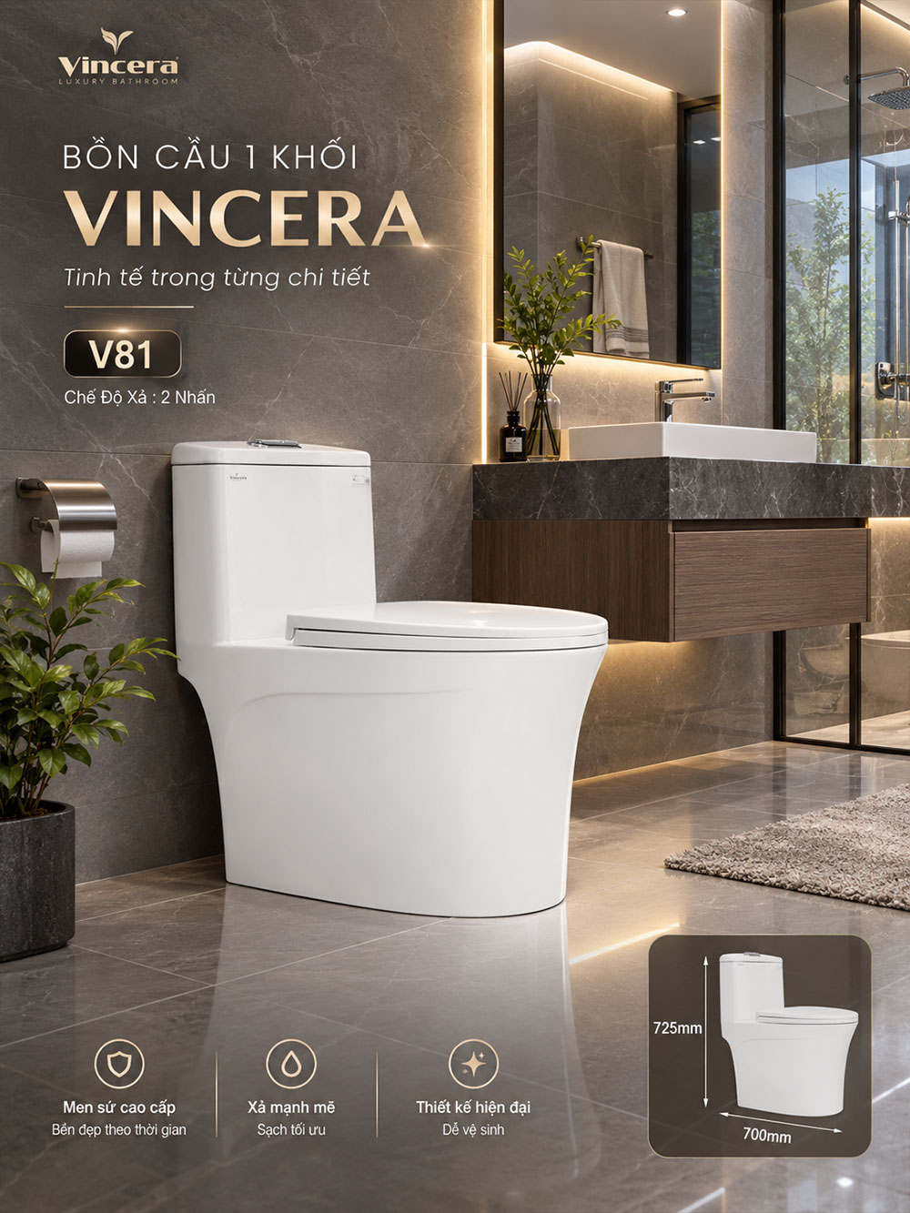 Bồn Cầu Vincera V81 Bồn Cầu Vincera V81