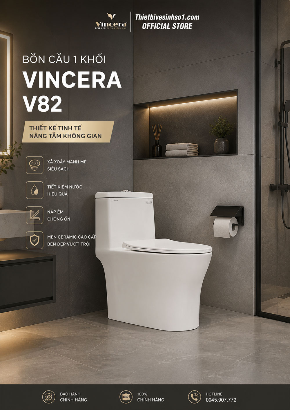 Bồn Cầu Vincera V82 Bồn Cầu Vincera V82