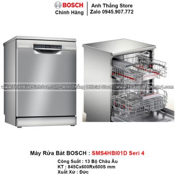 Máy Rửa Bát Bosch SMS4HBI01D Seri 4
