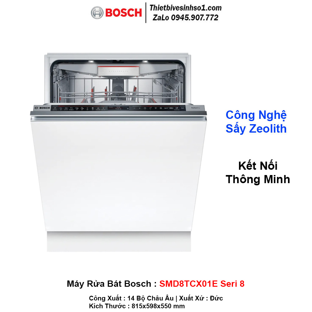 Máy Rửa Bát Bosch SMD8TCX01E Seri 8