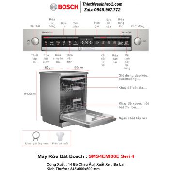 Máy Rửa Bát Bosch SMS4EMI06E Seri 4