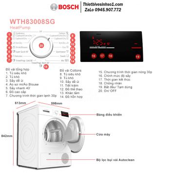 Máy Sấy Quần Áo Bosch WTH83008SG Seri 4