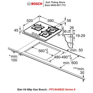 Bếp Gas BOSCH PPC6A6B20 Series 6