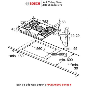 Bếp Gas BOSCH PPQ7A6B90 Series 6