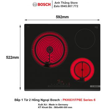 Bếp 1 Từ 2 Hồng Ngoại BOSCH PKK631FP8E Series 6