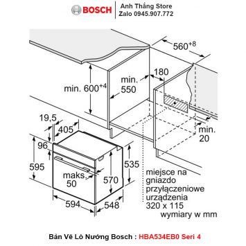 Lò Nướng Bosch HBA534EB0 Seri 4