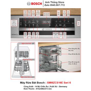 Máy Rửa Bát Bosch SMI6ZCS16E Seri 6