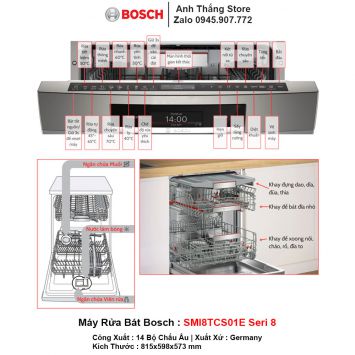 Máy Rửa Bát Bosch SMI8TCS01E Seri 8