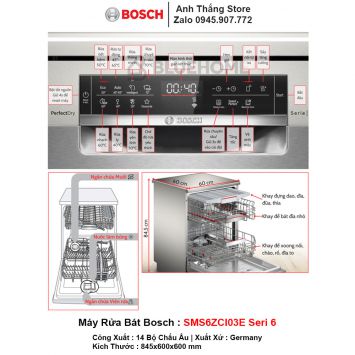 Máy Rửa Bát Bosch SMS6ZCI03E Seri 6