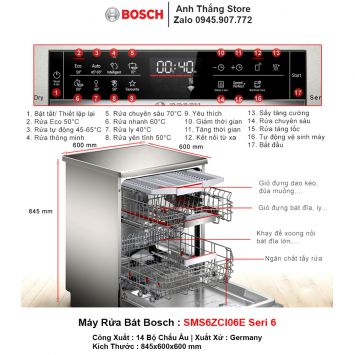 Máy Rửa Bát Bosch SMS6ZCI06E Seri 6