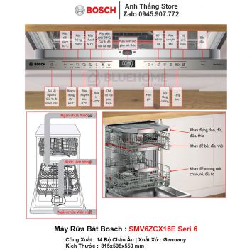 Máy Rửa Bát Bosch SMV6ZCX16E Seri 6