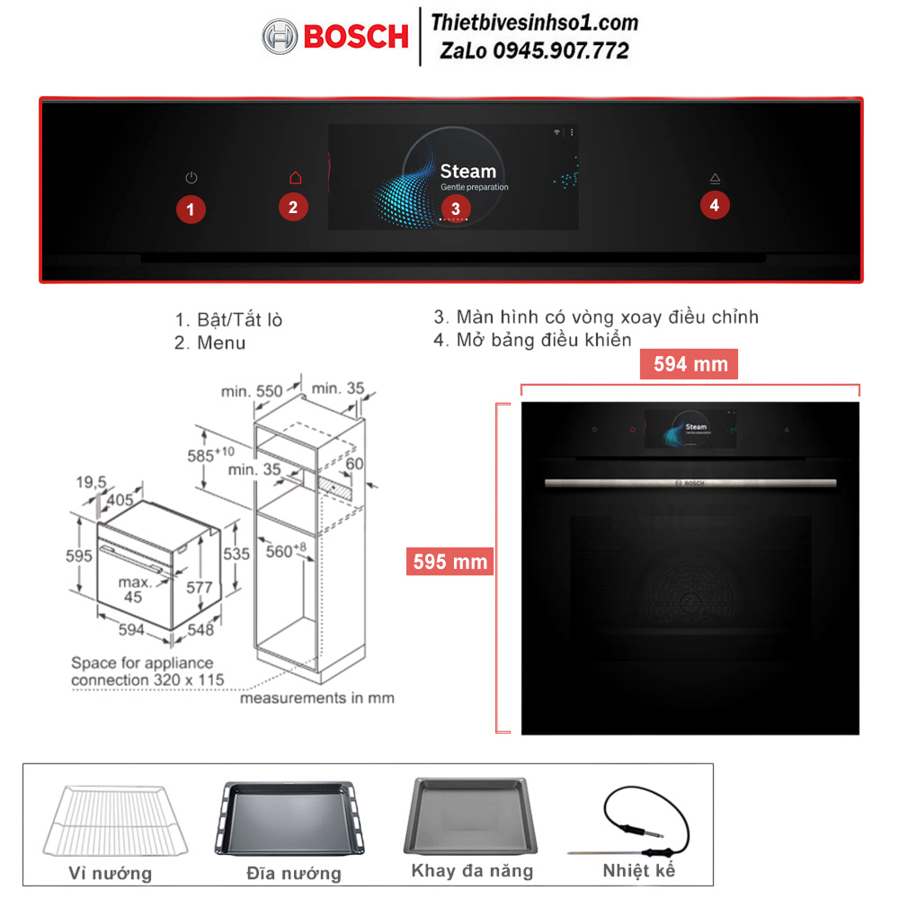 Lò Nướng Tích Hợp Hơi Nước Bosch HRG7784B1 Seri 8 Lò Nướng Tích Hợp Hơi Nước Bosch HRG7784B1 Seri 8