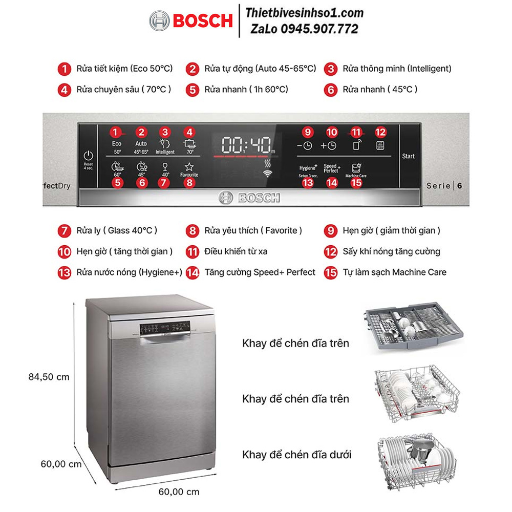 Máy Rửa Bát Bosch SMS6ZCI00P Seri 6 Máy Rửa Bát Bosch SMS6ZCI00P Seri 6