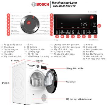 Máy Sấy Quần Áo Bosch WQG24200SG Seri 6