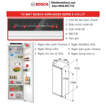 Tủ Mát Âm Tủ Bosch KIR81ADD0 Seri 6