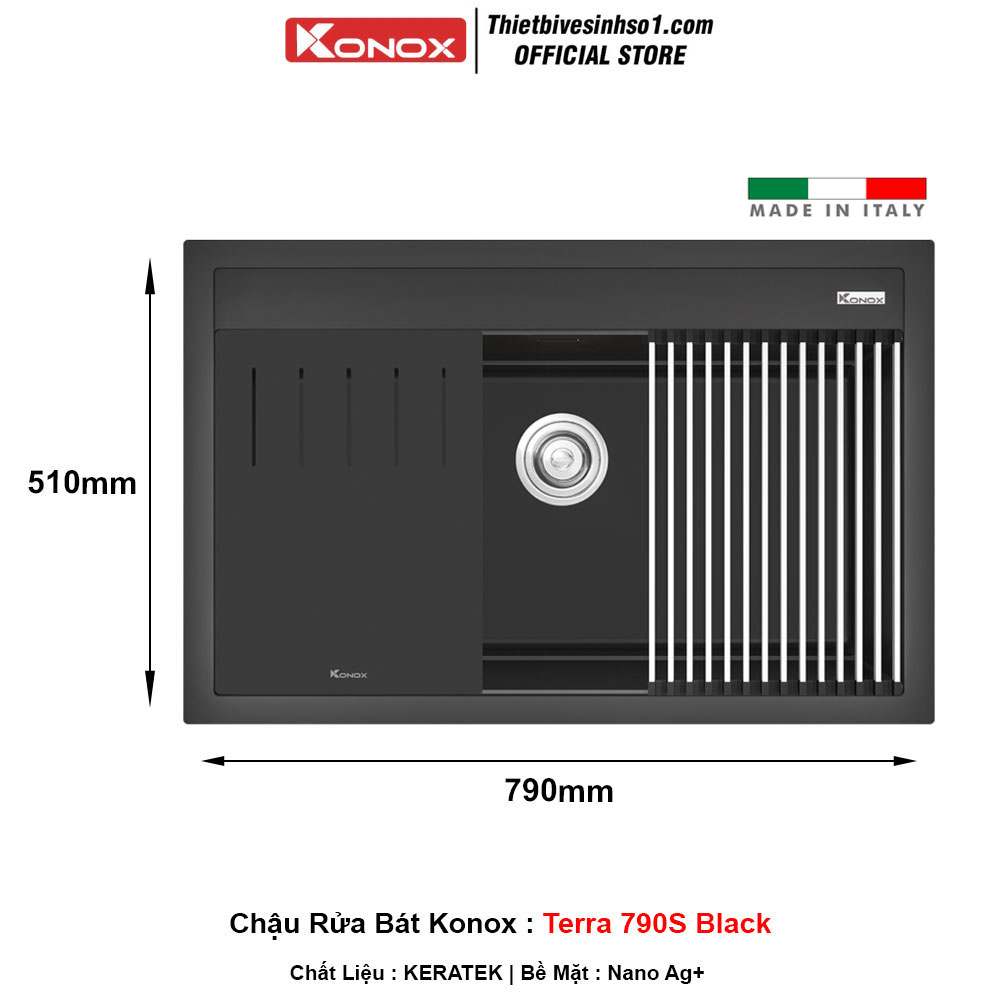 Chậu Rửa Bát Konox Terra 790S Black Chậu Rửa Bát Konox Terra 790S Black