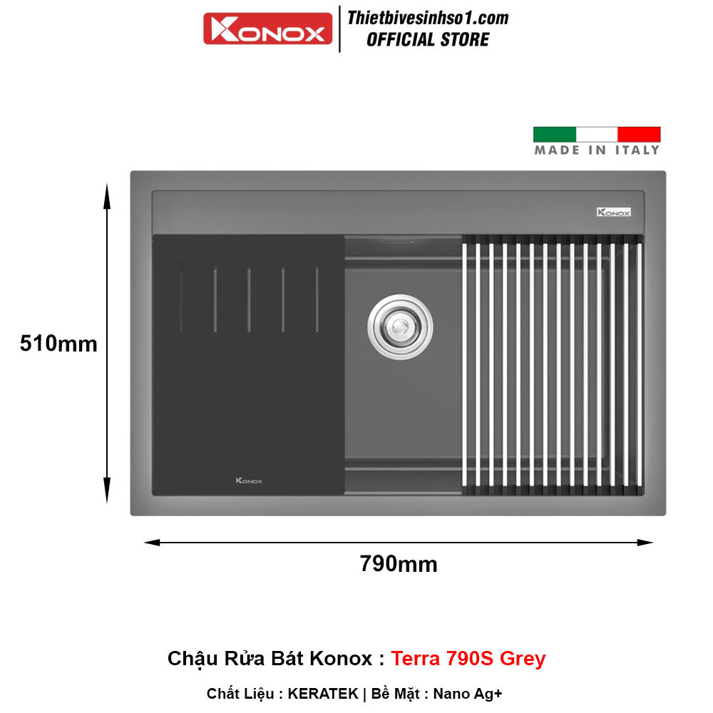 Chậu Rửa Bát Konox Terra 790S Grey Chậu Rửa Bát Konox Terra 790S Grey