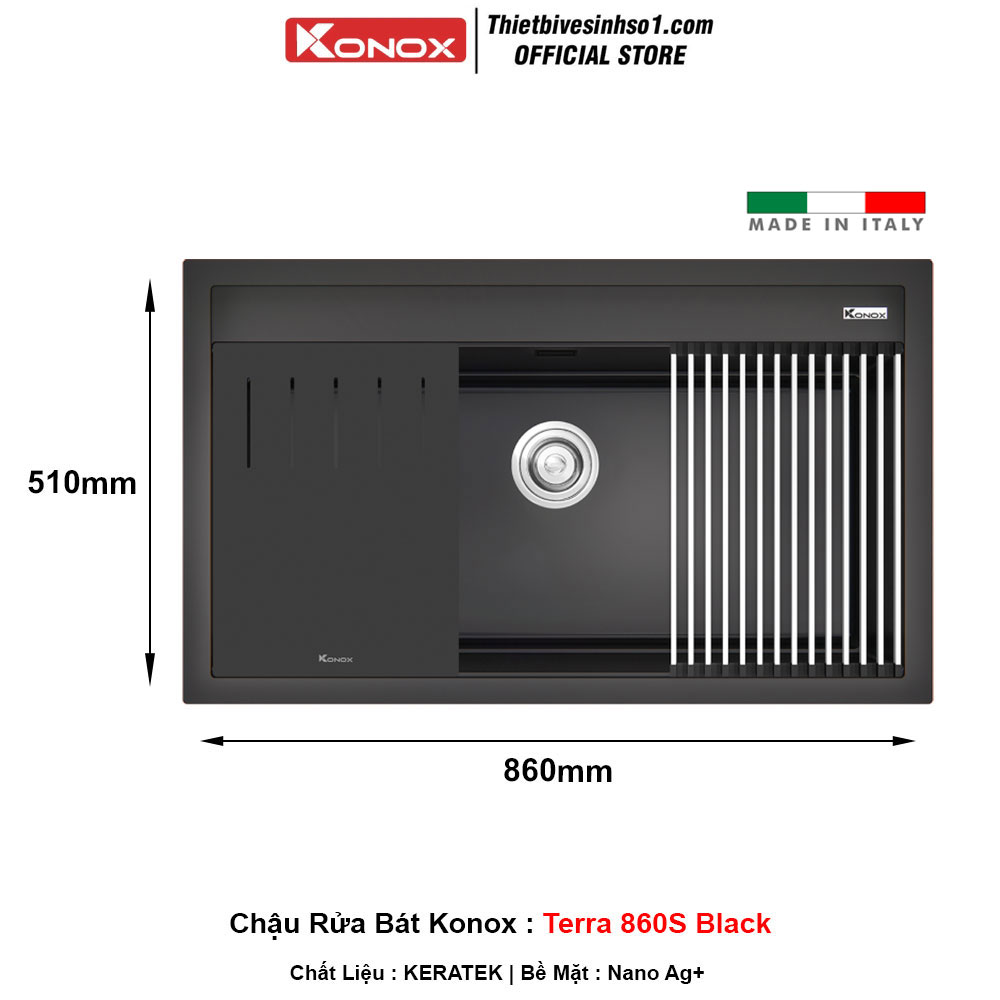 Chậu Rửa Bát Konox Terra 860S Black Chậu Rửa Bát Konox Terra 860S Black