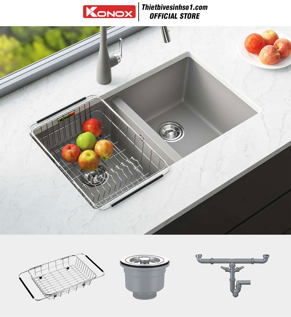Chậu Rửa Bát Konox Veloci 760D Grey Chậu Rửa Bát Konox Veloci 760D Grey