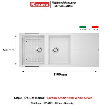 Chậu Rửa Bát Konox Livello Smart 1160 White Silver