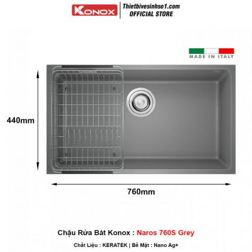 Chậu Rửa Bát Konox Naros 760S Grey