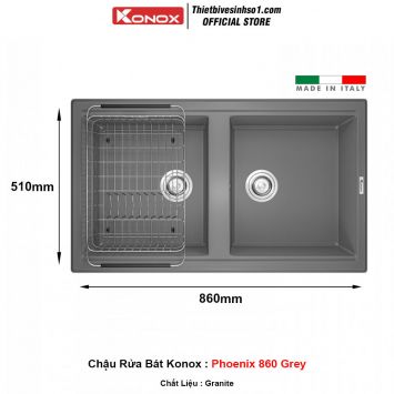 Chậu Rửa Bát Konox Phoenix 860 Grey