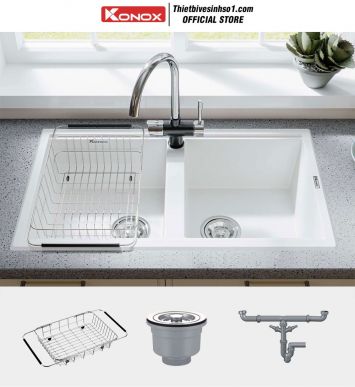 Chậu Rửa Bát Konox Phoenix 860 White Silver
