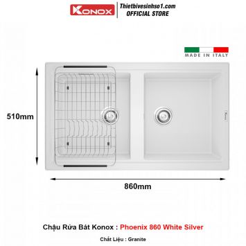 Chậu Rửa Bát Konox Phoenix 860 White Silver