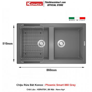 Chậu Rửa Bát Konox Phoenix Smart 860 Grey