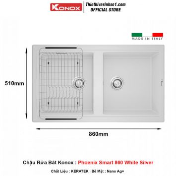 Chậu Rửa Bát Konox Phoenix Smart 860 White Silver
