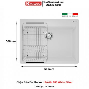 Chậu Rửa Bát Konox Ruvita 680 White Silver