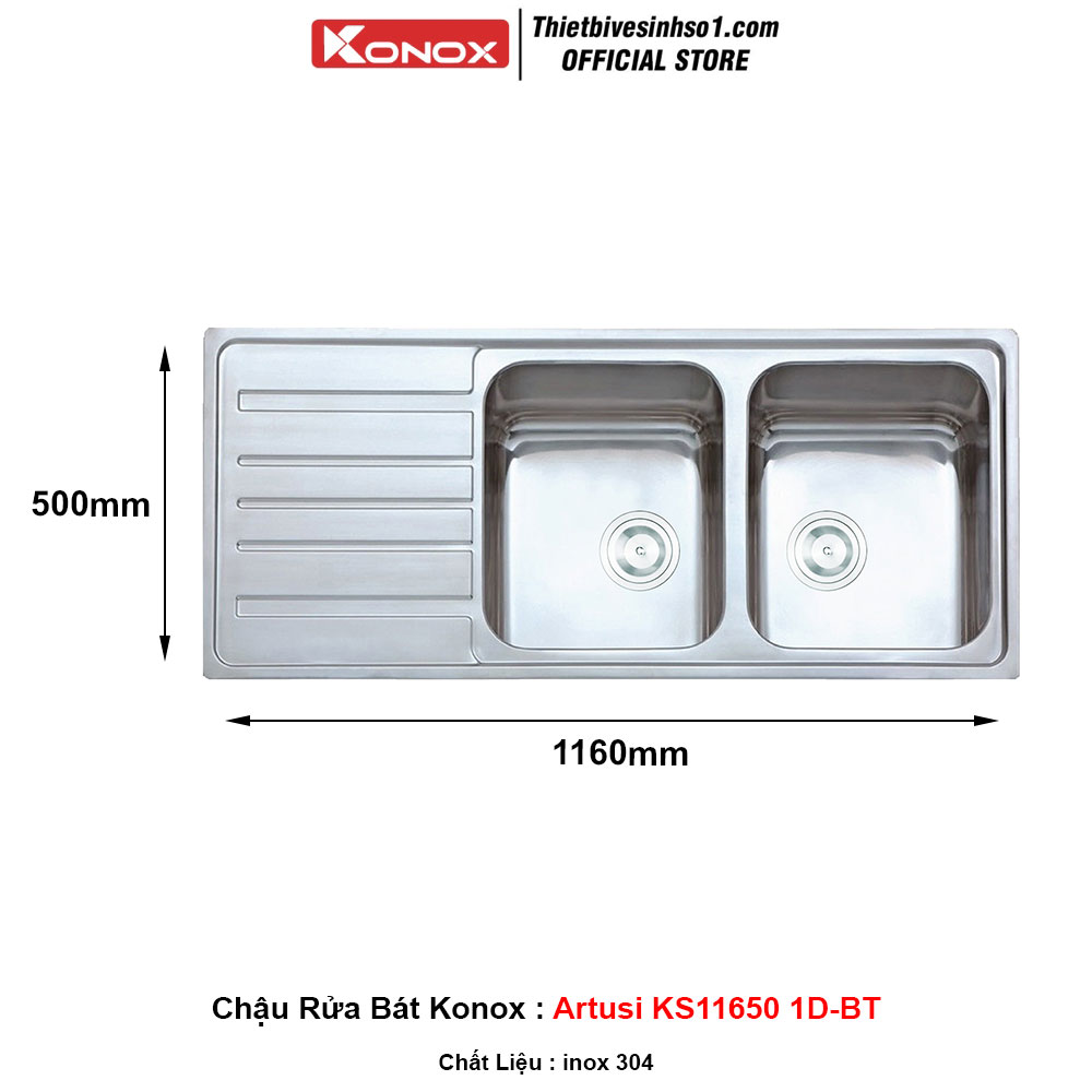 Chậu Rửa Bát Konox Artusi KS11650 1D-BT Chậu Rửa Bát Konox Artusi KS11650 1D-BT