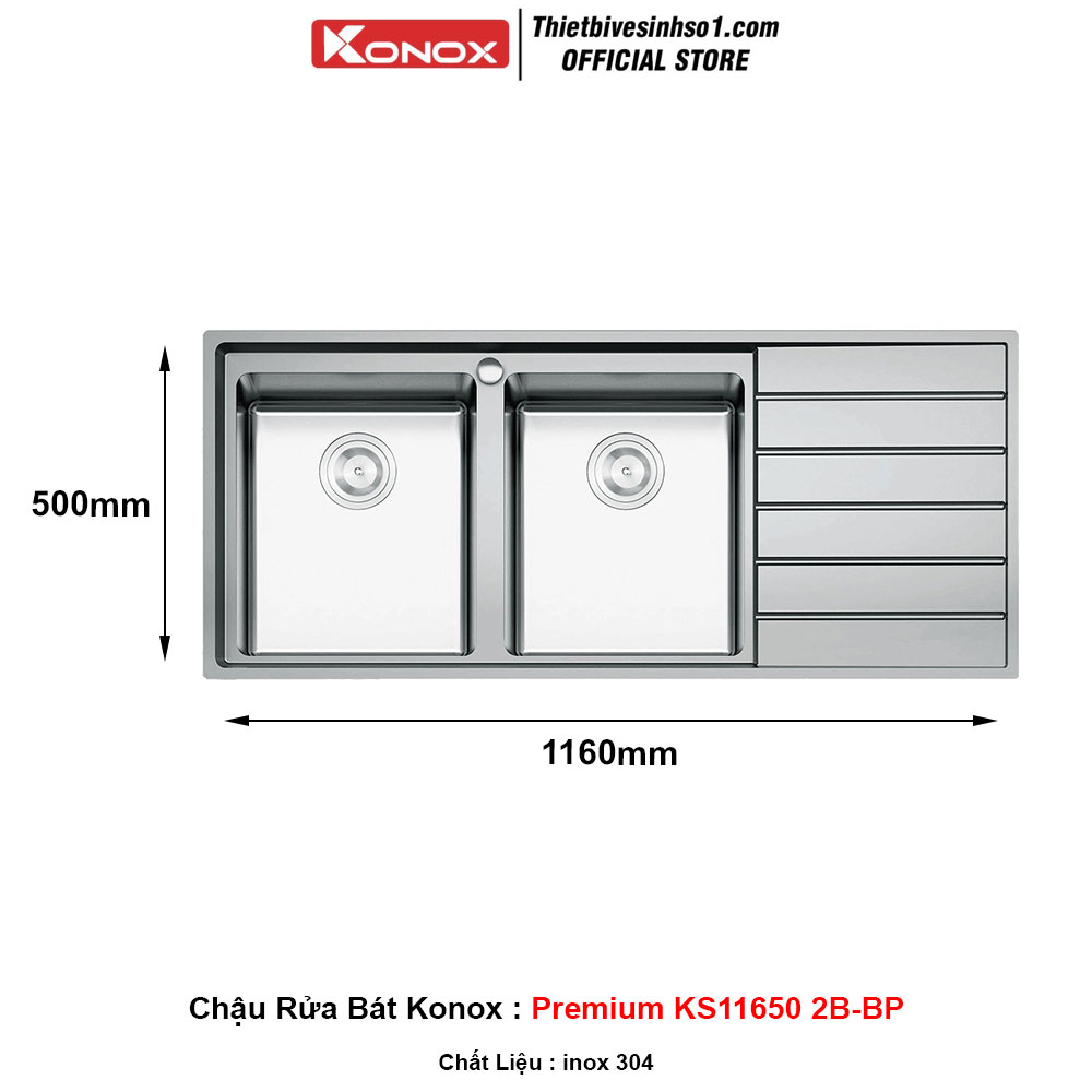 Chậu Rửa Bát Konox Premium KS11650 2B-BP Chậu Rửa Bát Konox Premium KS11650 2B-BP