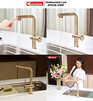 Vòi Rửa Bát Konox Stream Smart Champagne