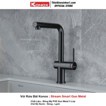 Vòi Rửa Bát Konox Stream Smart Gun Metal