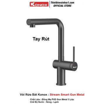 Vòi Rửa Bát Konox Stream Smart Gun Metal