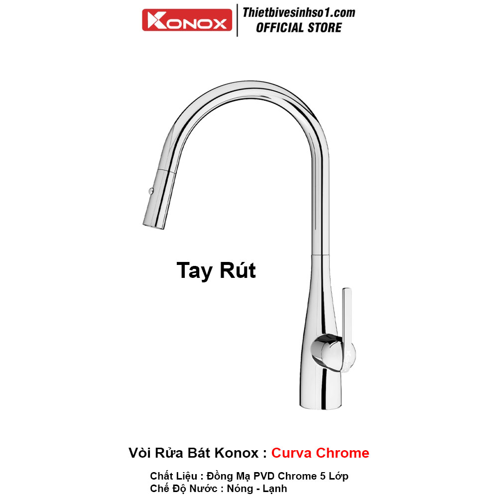 Vòi Rửa Bát Konox Curva Chrome