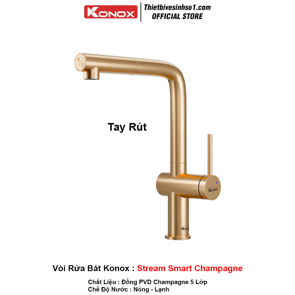 Vòi Rửa Bát Konox Stream Smart Champagne Vòi Rửa Bát Konox Stream Smart Champagne