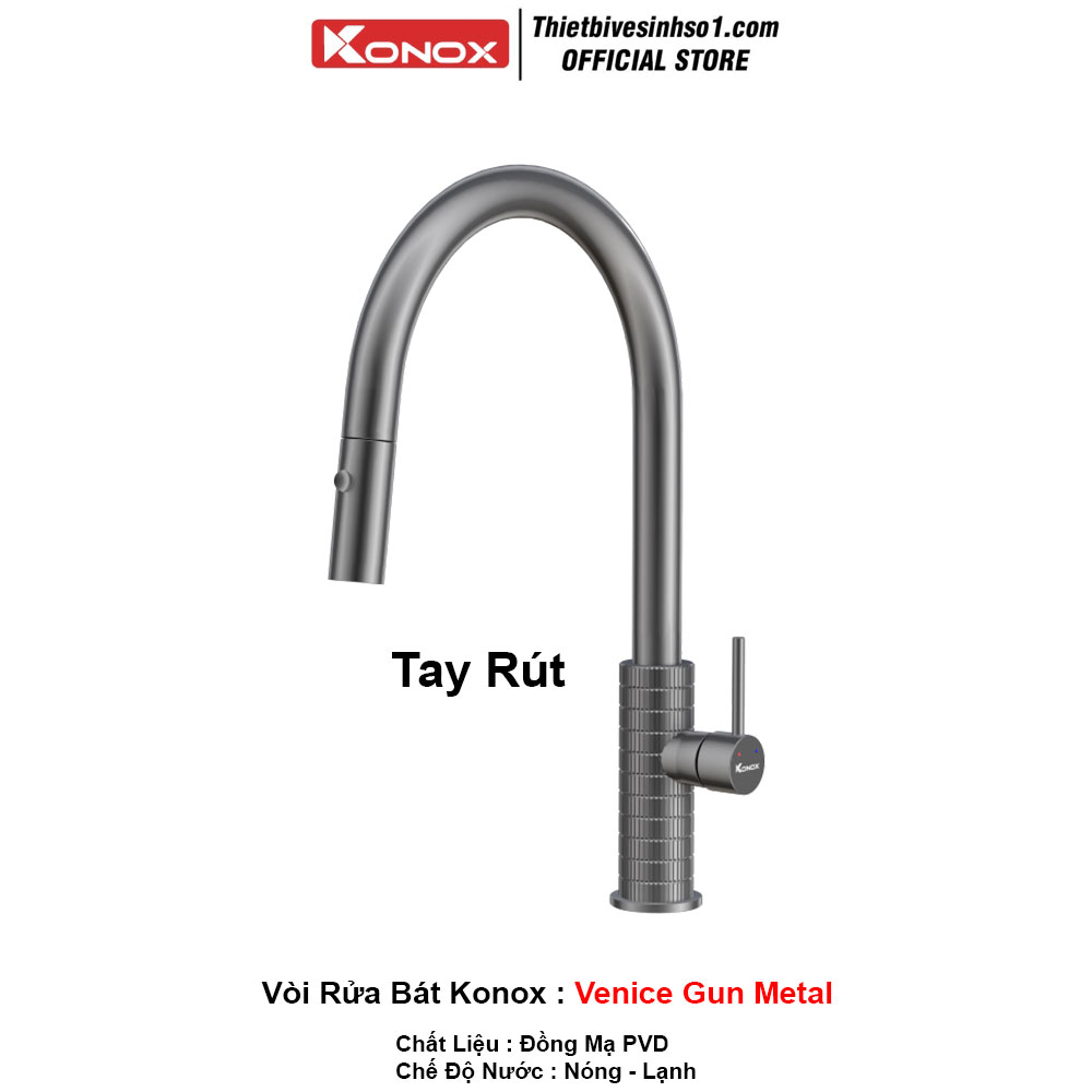 Vòi Rửa Bát Konox Venice Gun Metal