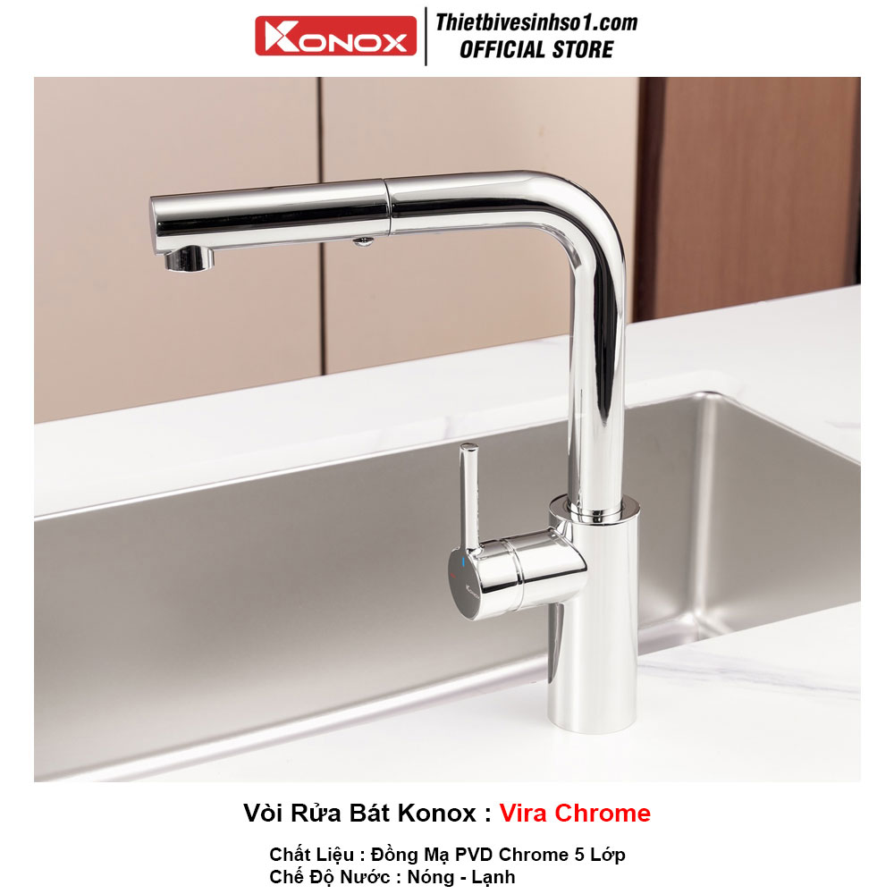 Vòi Rửa Bát Konox Vira Chrome Vòi Rửa Bát Konox Vira Chrome