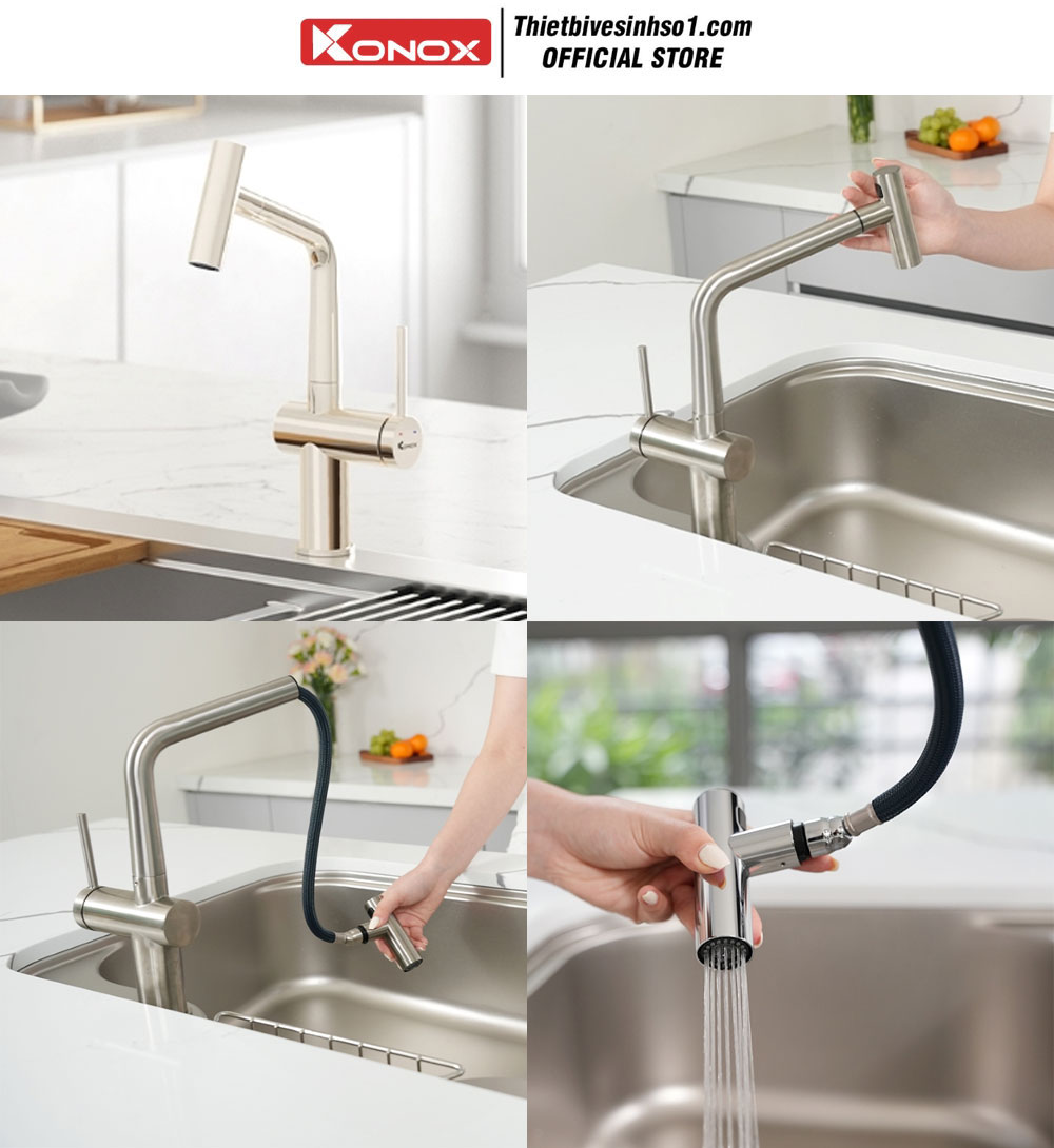 Vòi Rửa Bát Konox Volta Nickel Vòi Rửa Bát Konox Volta Nickel