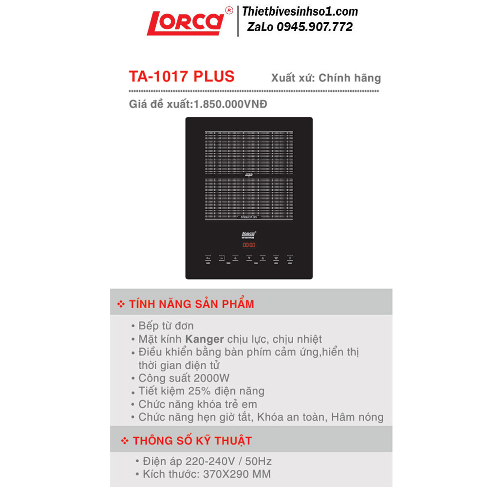 Bếp Từ Lorca TA 1017 PLUS 2