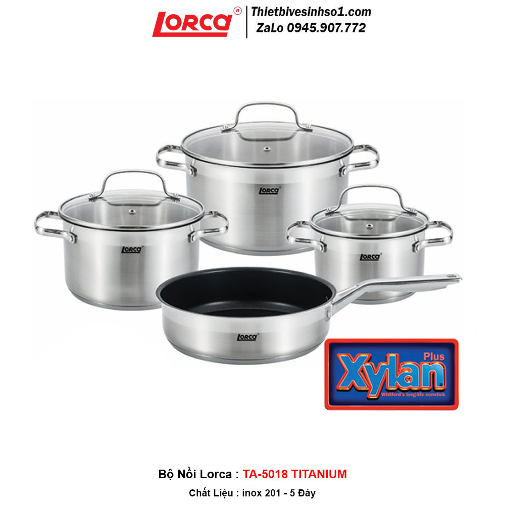 Bộ Nồi inox Lorca TA 5018 TITANIUM